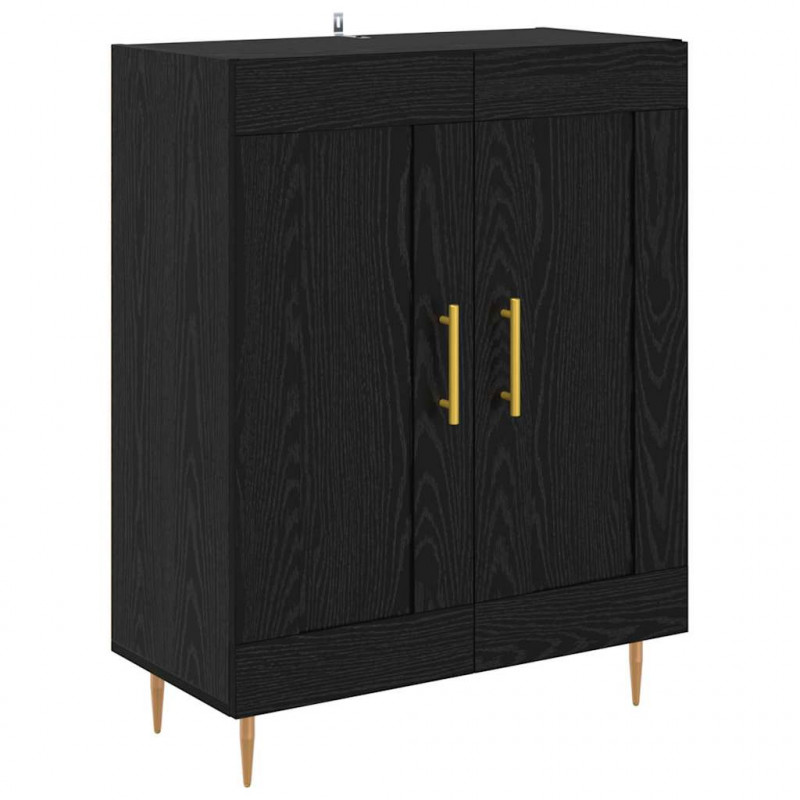 Highboard 2 pcs Czarny Dąb Materiał drewnopochodny
