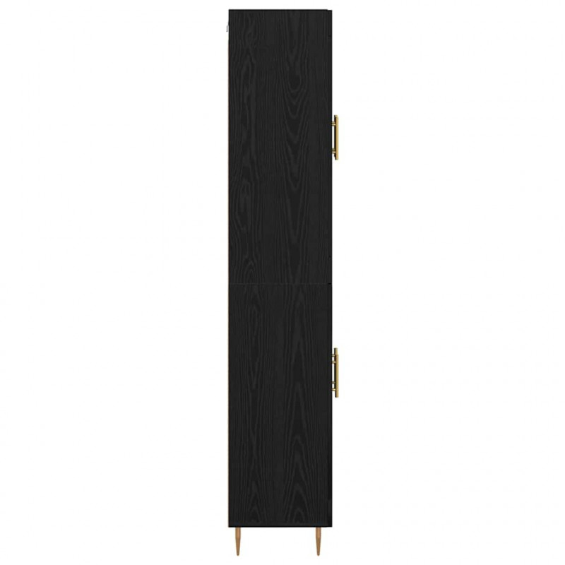 Highboard 2 pcs Czarny Dąb Materiał drewnopochodny