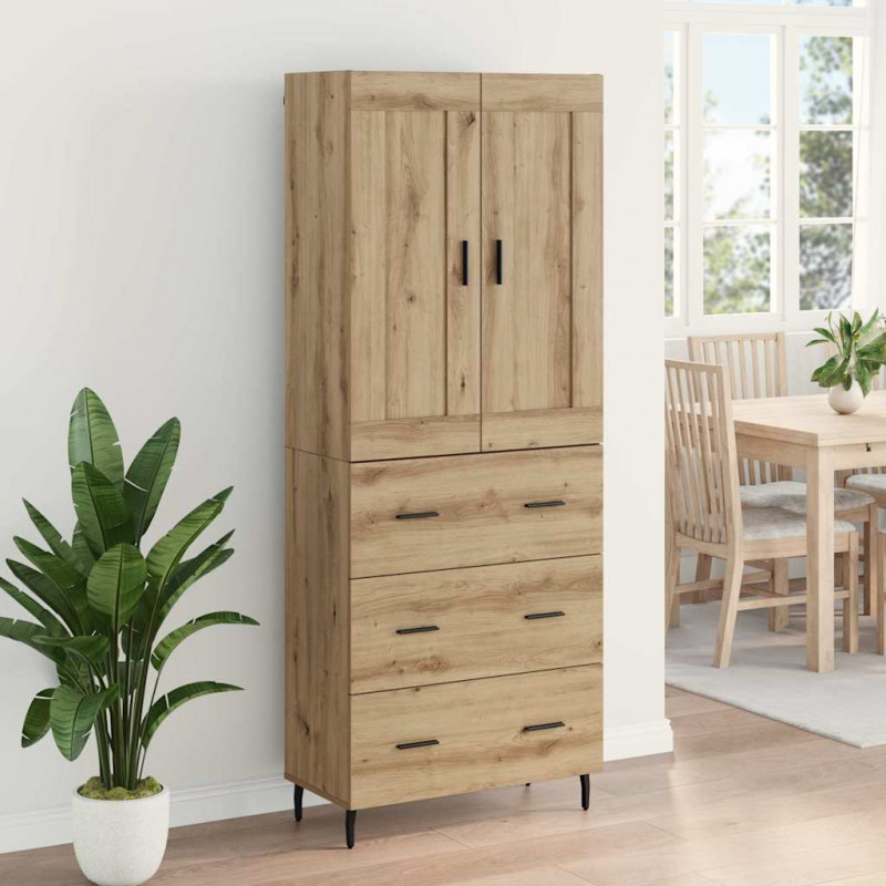 Highboard 2 pcs Dąb rzemieślniczy Materiał drewnopochodny