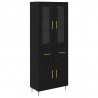 Highboard z szufladą 2 pcs Czarny Dąb Materiał drewnopochodny