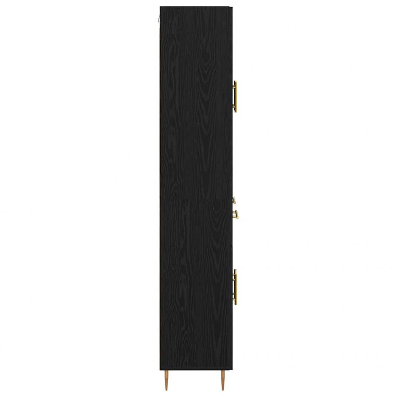 Highboard z szufladą 2 pcs Czarny Dąb Materiał drewnopochodny