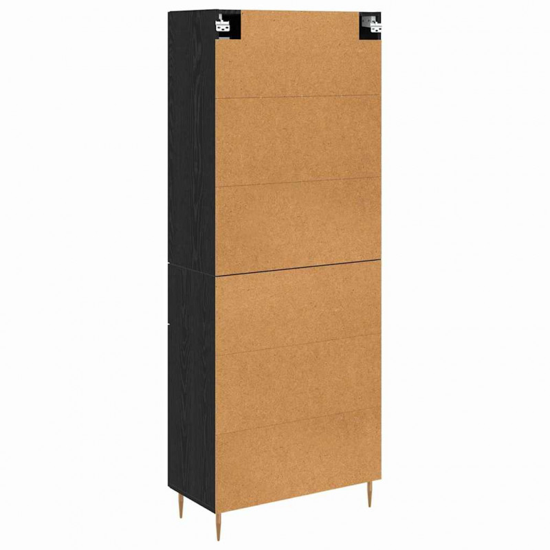 Highboard z szufladą 2 pcs Czarny Dąb Materiał drewnopochodny