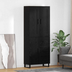 Highboard Czarny Dąb 69,5 x 34 x 180 cm Materiał drewnopochodny