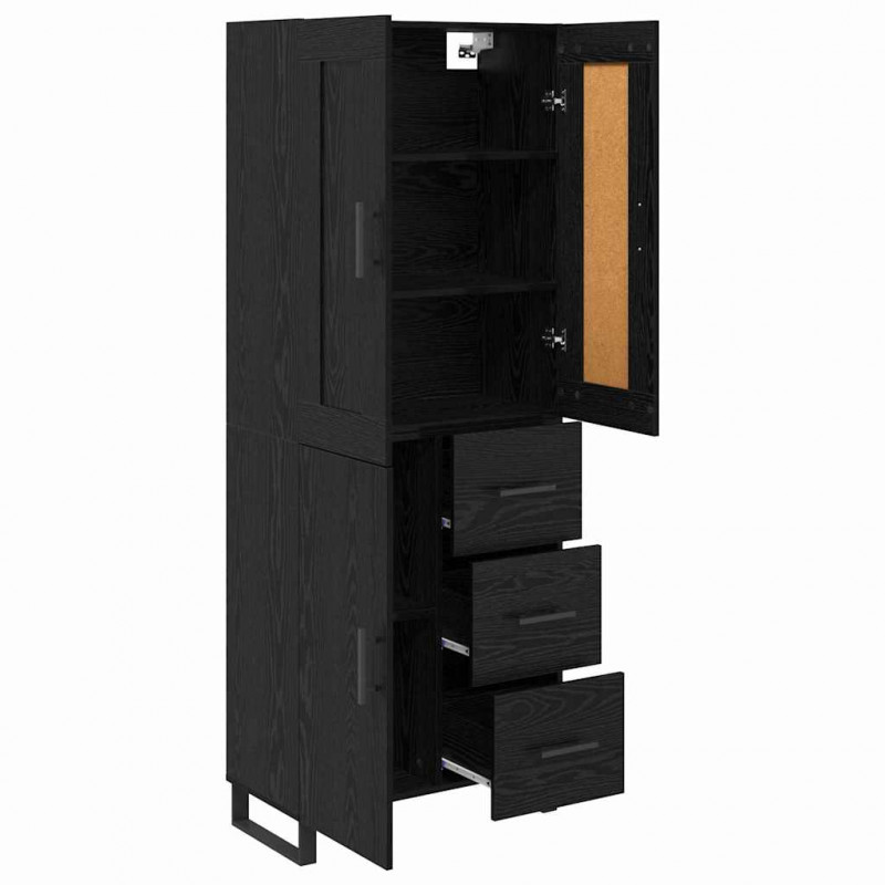 Highboard Czarny Dąb 69,5 x 34 x 180 cm Materiał drewnopochodny