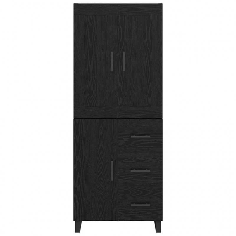 Highboard Czarny Dąb 69,5 x 34 x 180 cm Materiał drewnopochodny
