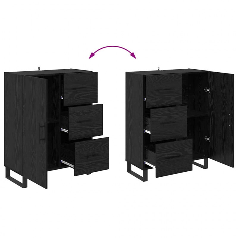 Highboard Czarny Dąb 69,5 x 34 x 180 cm Materiał drewnopochodny