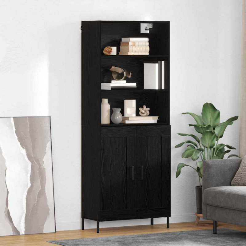 Highboard Czarny dąb 69,5 x 34 x 180 cm Materiał drewnopochodny