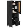 Highboard z szufladą 2 pcs Czarny Dąb Materiał drewnopochodny