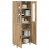 Highboard 2 pcs Dąb rzemieślniczy Drewno inżynieryjne i szkło