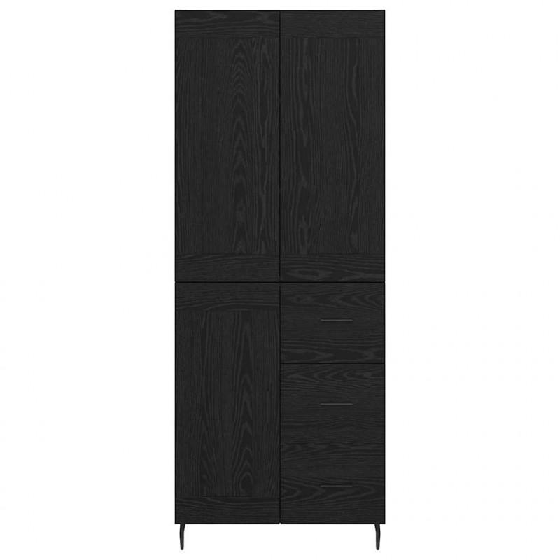 Highboard z szufladą 2 pcs Czarny Dąb Materiał drewnopochodny