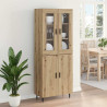 Highboard 2 pcs Dąb rzemieślniczy Drewno inżynieryjne i szkło