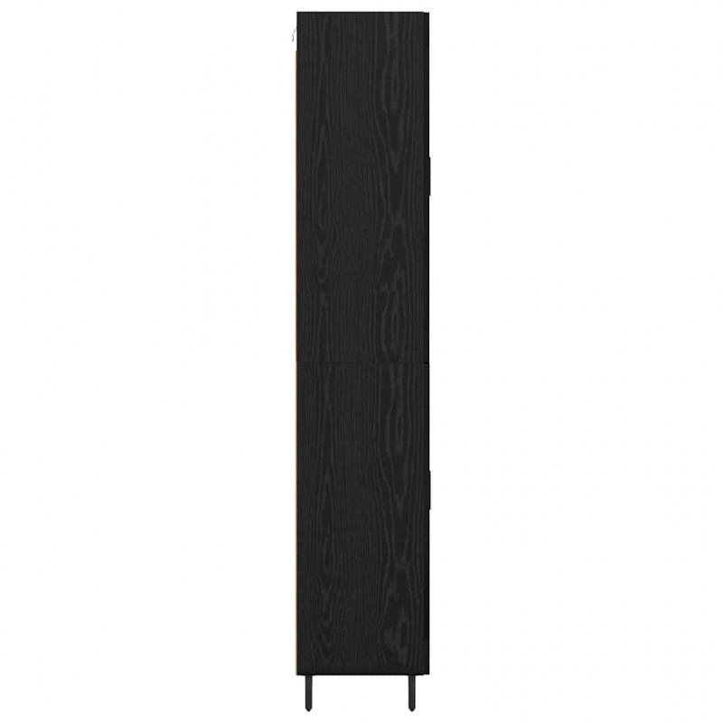 Highboard z szufladą 2 pcs Czarny Dąb Materiał drewnopochodny