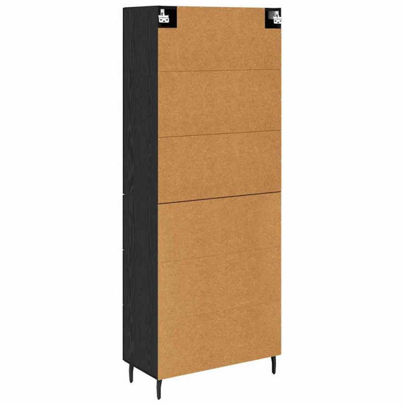 Highboard z szufladą 2 pcs Czarny Dąb Materiał drewnopochodny