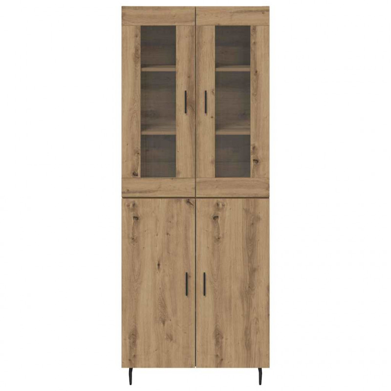 Highboard 2 pcs Dąb rzemieślniczy Drewno inżynieryjne i szkło