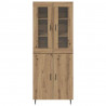 Highboard 2 pcs Dąb rzemieślniczy Drewno inżynieryjne i szkło