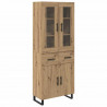 Highboard 2 pcs Dąb rzemieślniczy Drewno inżynieryjne i szkło