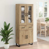 Highboard 2 pcs Dąb rzemieślniczy Drewno inżynieryjne i szkło