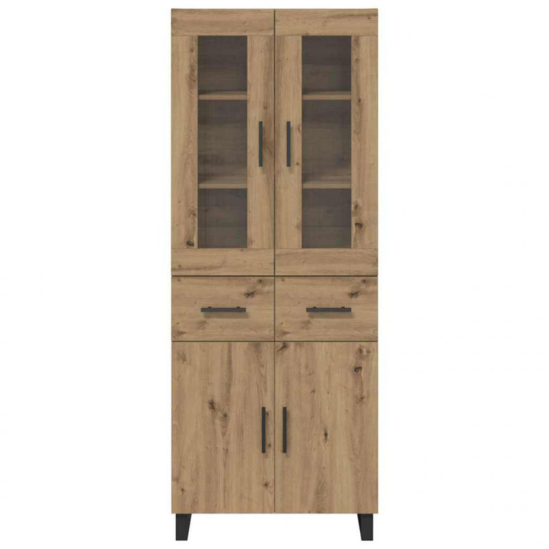 Highboard 2 pcs Dąb rzemieślniczy Drewno inżynieryjne i szkło