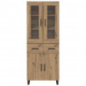 Highboard 2 pcs Dąb rzemieślniczy Drewno inżynieryjne i szkło