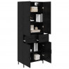 Highboard Czarny Dąb 69,5 x 34 x 180 cm Materiał drewnopochodny