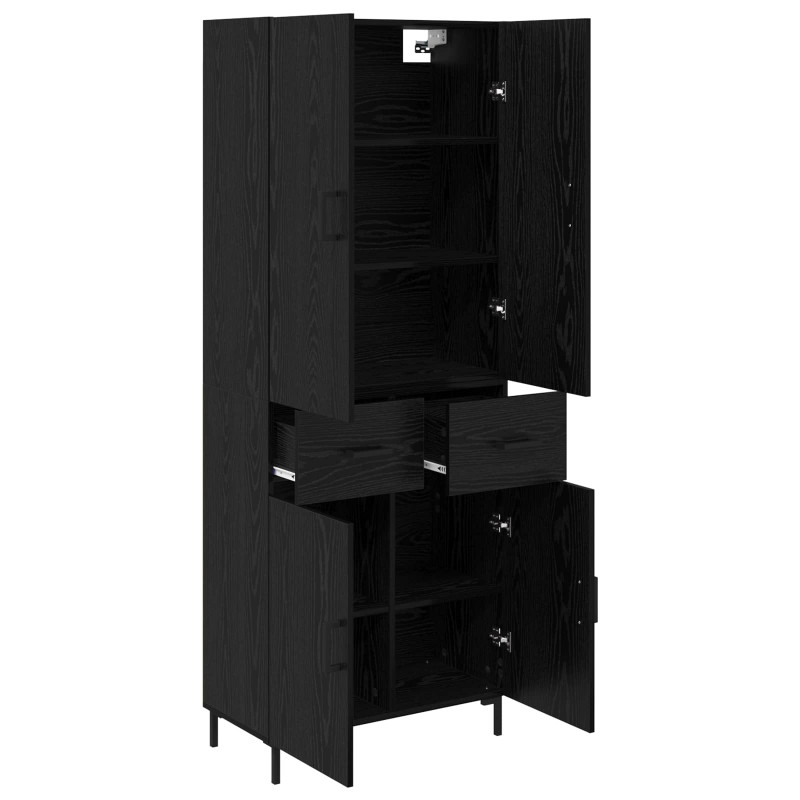 Highboard Czarny Dąb 69,5 x 34 x 180 cm Materiał drewnopochodny