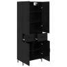 Highboard Czarny Dąb 69,5 x 34 x 180 cm Materiał drewnopochodny
