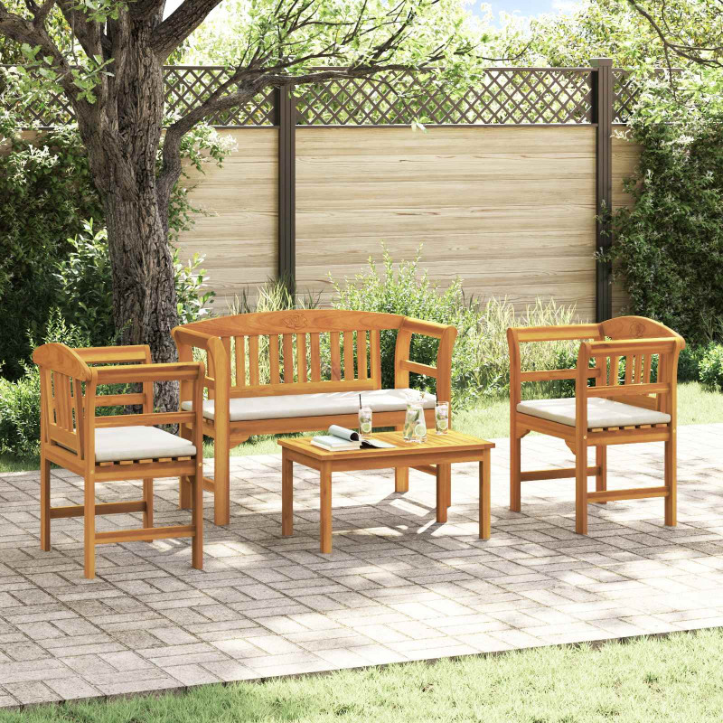 Zestaw lounge Róża ogrodowa z poduszką 4 pcs Lite Drewno Akacji