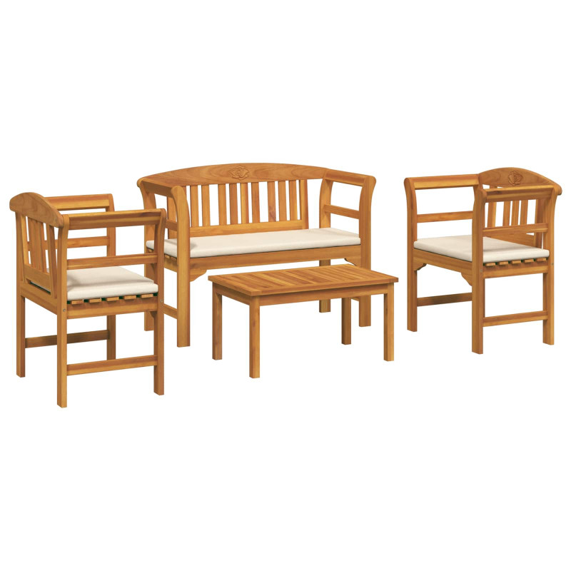 Zestaw lounge Róża ogrodowa z poduszką 4 pcs Lite Drewno Akacji