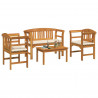 Zestaw lounge Róża ogrodowa z poduszką 4 pcs Lite Drewno Akacji