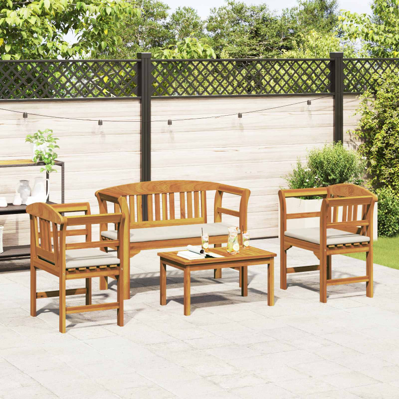 Zestaw lounge Róża ogrodowa z poduszką 4 pcs Lite Drewno Akacji