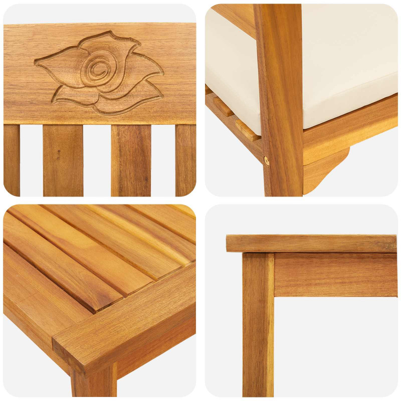 Zestaw lounge Róża ogrodowa z poduszką 4 pcs Lite Drewno Akacji