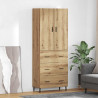 Highboard 2 pcs Dąb rzemieślniczy Drewno inżynieryjne i szkło