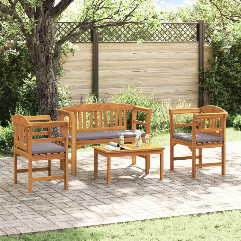 Zestaw lounge Róża ogrodowa z poduszką 4 pcs Lite Drewno Akacji
