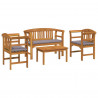 Zestaw lounge Róża ogrodowa z poduszką 4 pcs Lite Drewno Akacji