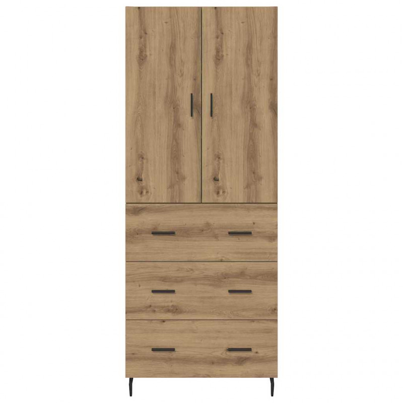 Highboard 2 pcs Dąb rzemieślniczy Drewno inżynieryjne i szkło
