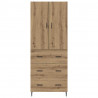 Highboard 2 pcs Dąb rzemieślniczy Drewno inżynieryjne i szkło