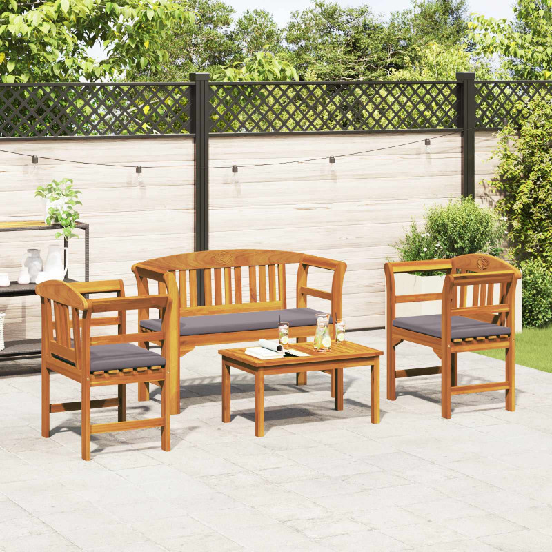 Zestaw lounge Róża ogrodowa z poduszką 4 pcs Lite Drewno Akacji