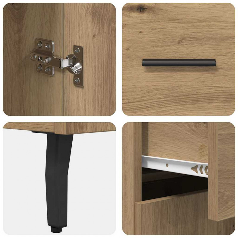 Highboard 2 pcs Dąb rzemieślniczy Drewno inżynieryjne i szkło