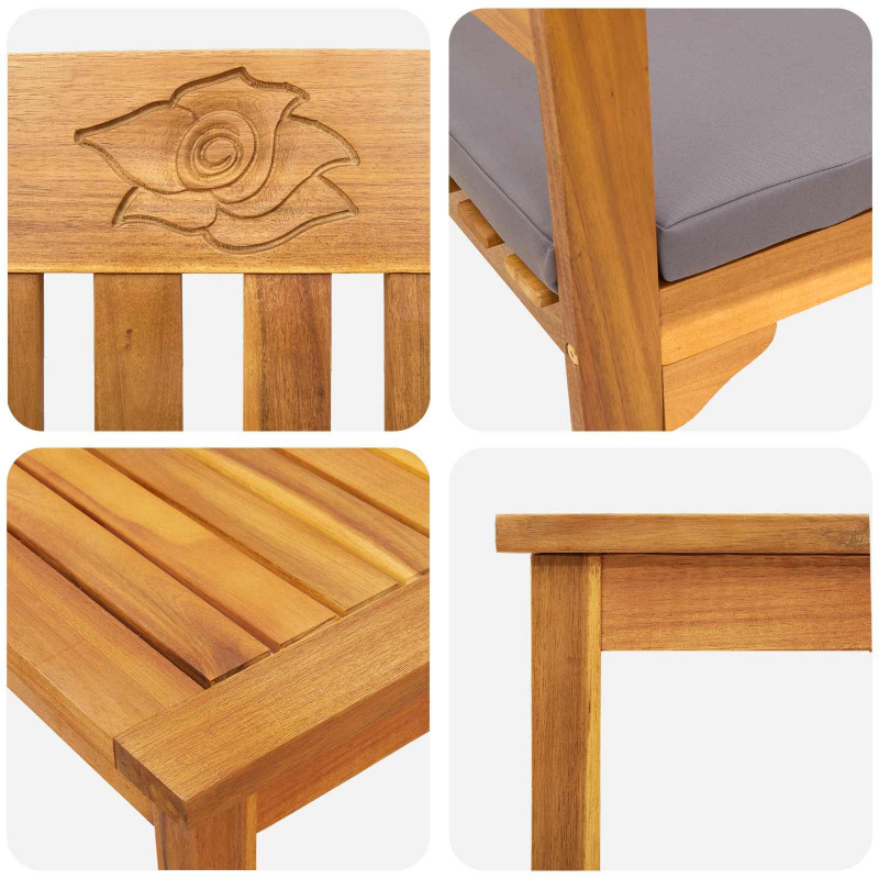 Zestaw lounge Róża ogrodowa z poduszką 4 pcs Lite Drewno Akacji
