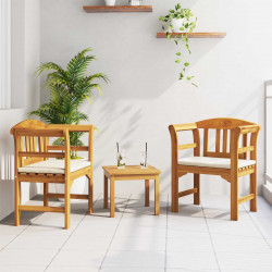 Zestaw lounge Róża ogrodowa z poduszką 3 pcs Lite Drewno Akacji