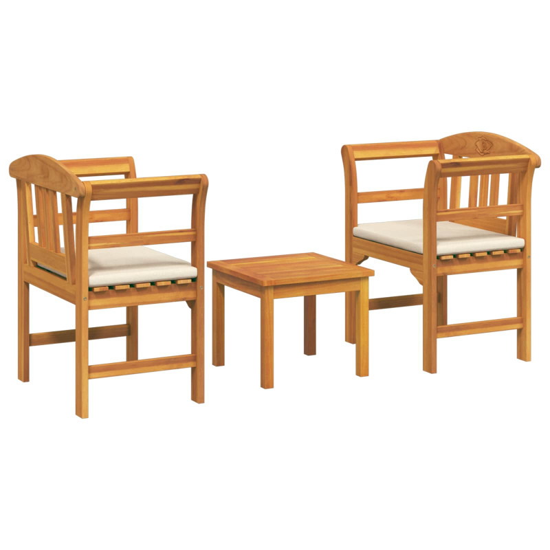 Zestaw lounge Róża ogrodowa z poduszką 3 pcs Lite Drewno Akacji