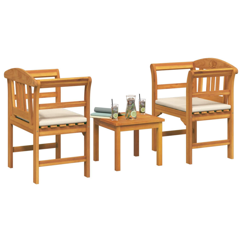 Zestaw lounge Róża ogrodowa z poduszką 3 pcs Lite Drewno Akacji