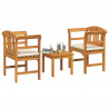 Zestaw lounge Róża ogrodowa z poduszką 3 pcs Lite Drewno Akacji