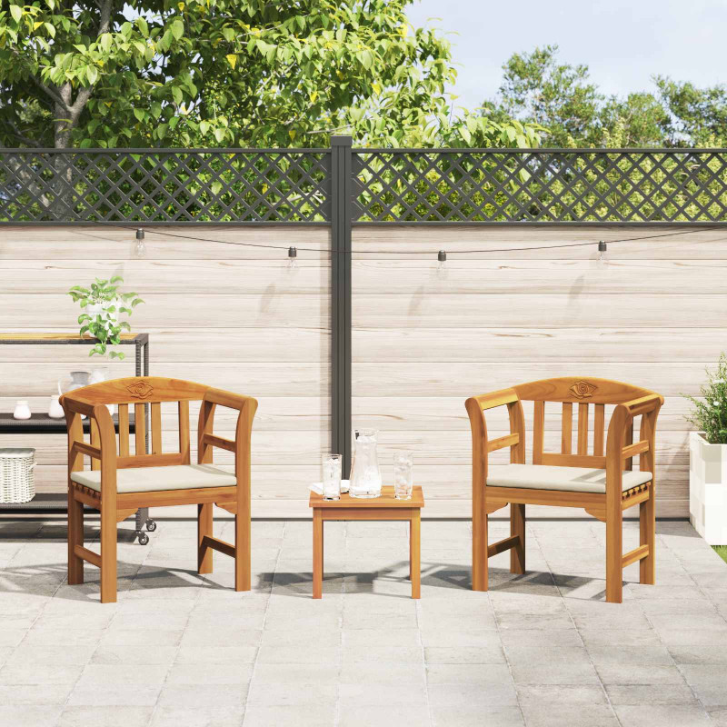 Zestaw lounge Róża ogrodowa z poduszką 3 pcs Lite Drewno Akacji