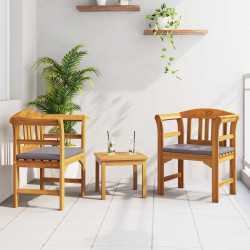 Zestaw lounge Róża ogrodowa z poduszką 3 pcs Lite Drewno Akacji