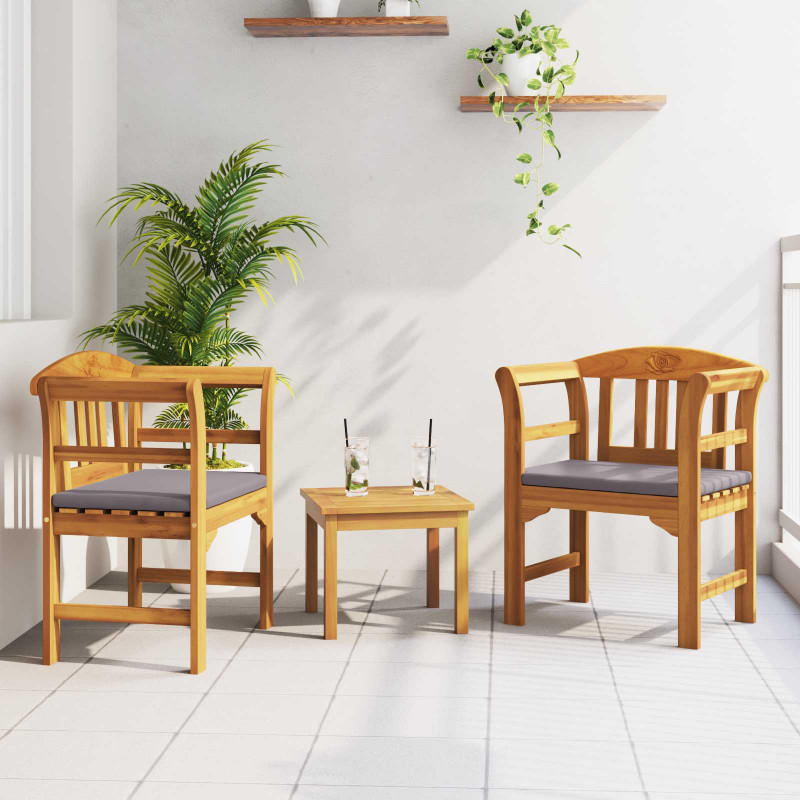 Zestaw lounge Róża ogrodowa z poduszką 3 pcs Lite Drewno Akacji