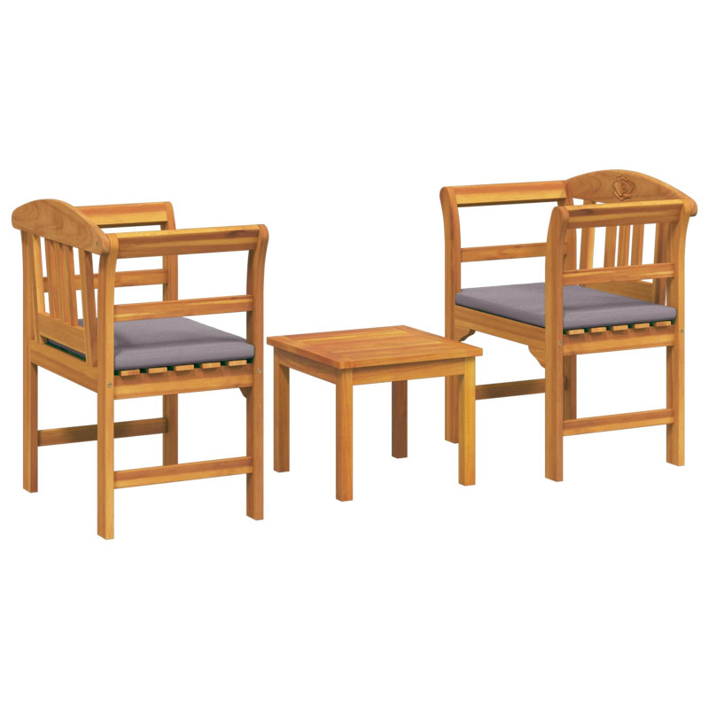 Zestaw lounge Róża ogrodowa z poduszką 3 pcs Lite Drewno Akacji