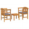 Zestaw lounge Róża ogrodowa z poduszką 3 pcs Lite Drewno Akacji