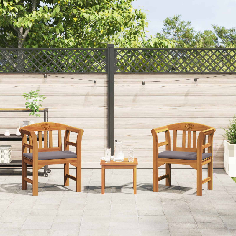 Zestaw lounge Róża ogrodowa z poduszką 3 pcs Lite Drewno Akacji