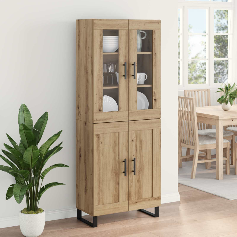 Highboard 2 pcs Dąb rzemieślniczy Materiał drewnopochodny